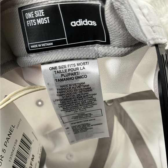 Adidas Unisex 3 Stripe White With Blue Accents SnapBack 5 Panel Baseball Hat - Picture 6 of 7